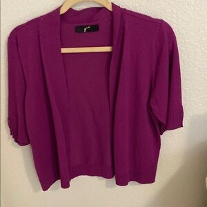 GNW Purple Cardigan Short-Sleeved Shawl Collar